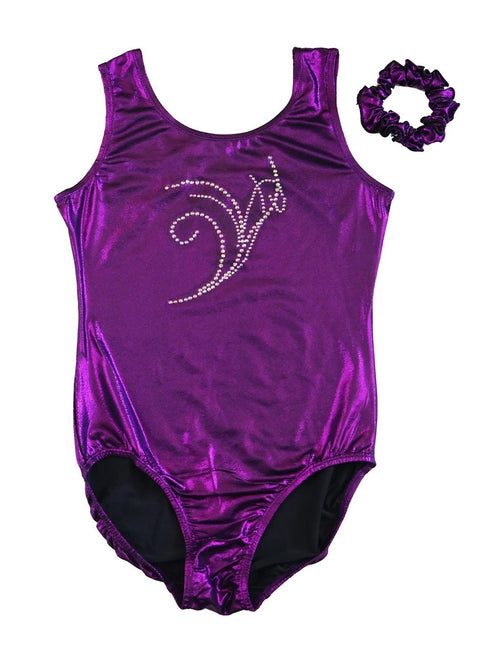 Women's Adult Purple Glitter Rhinestone Lily Dancewear Leotard XS-L - SophiasStyle.com